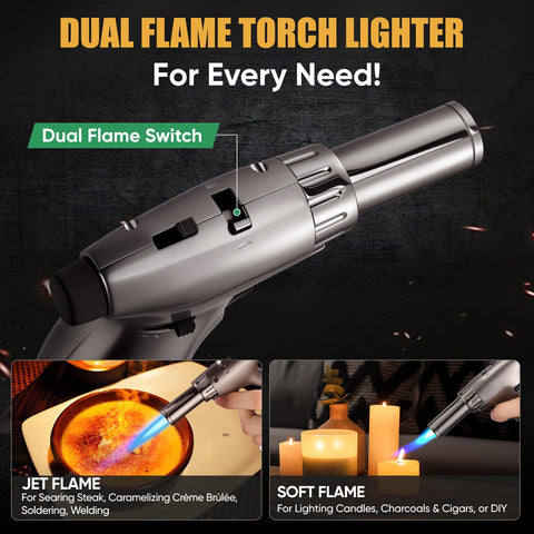 Koackl dual flame torch with ignition lock supports stable, controlled use.