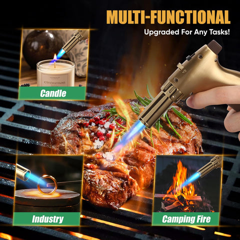 Koackl Dual Flame Torch with ignition for quick, one-handed operation.