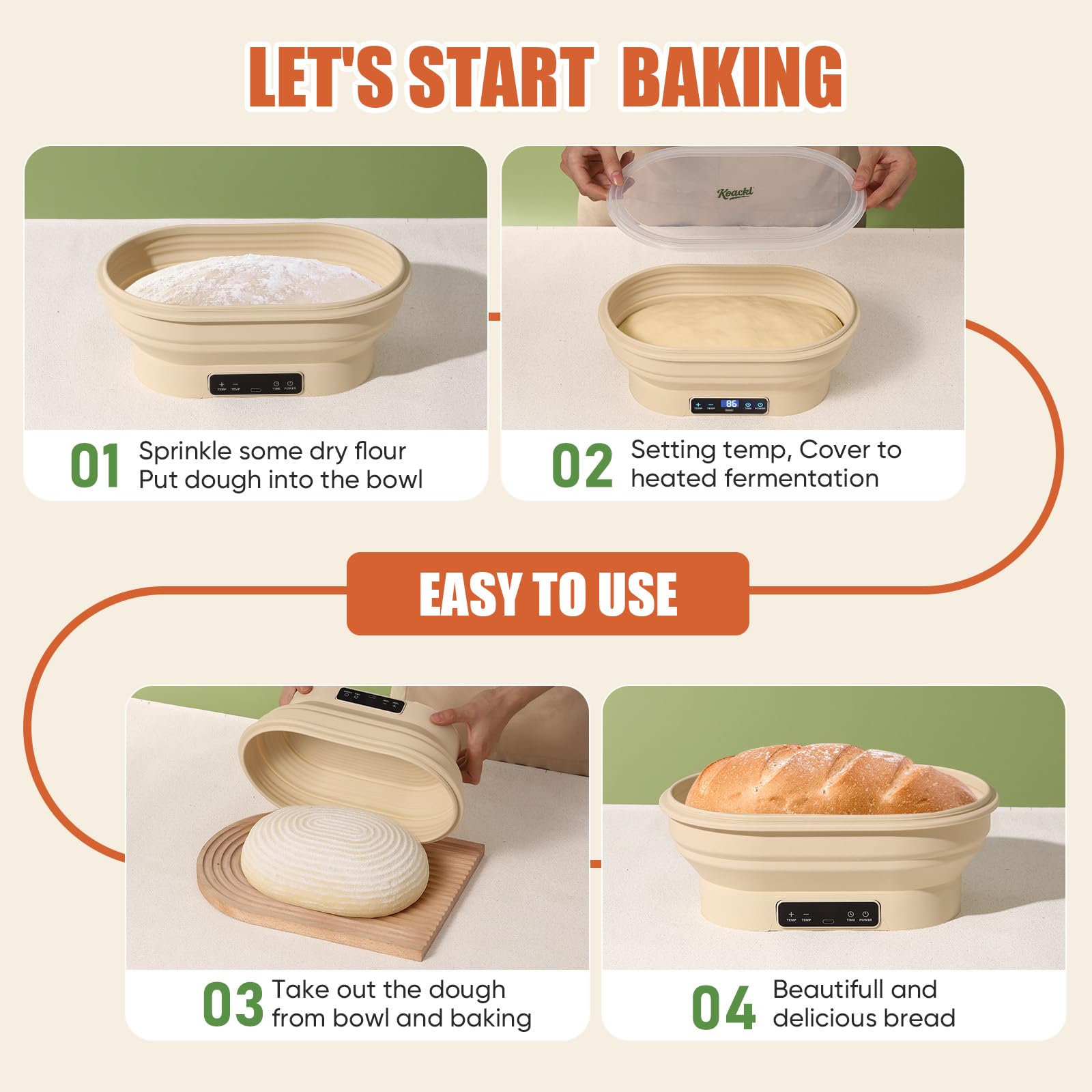 Koackl compact design saves counter space and easy operation.