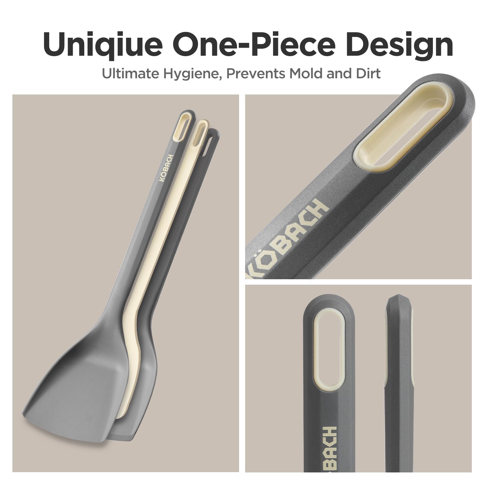 KOBACH one-piece design silicone spatula for hygienic cleaning