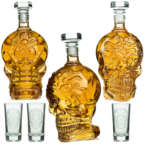 Kobi & Knight Halloween-themed skull barware on display