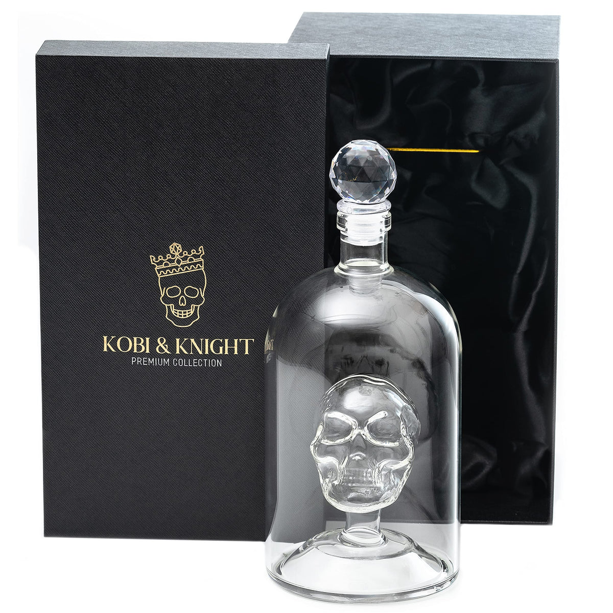 Kobi & Knight skull decanter front view adds bold style to any home bar