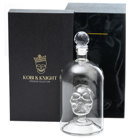 Kobi & Knight skull decanter front view adds bold style to any home bar