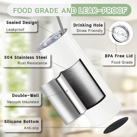 Kocdam 20oz tumbler with lid and straw set for spill-free use