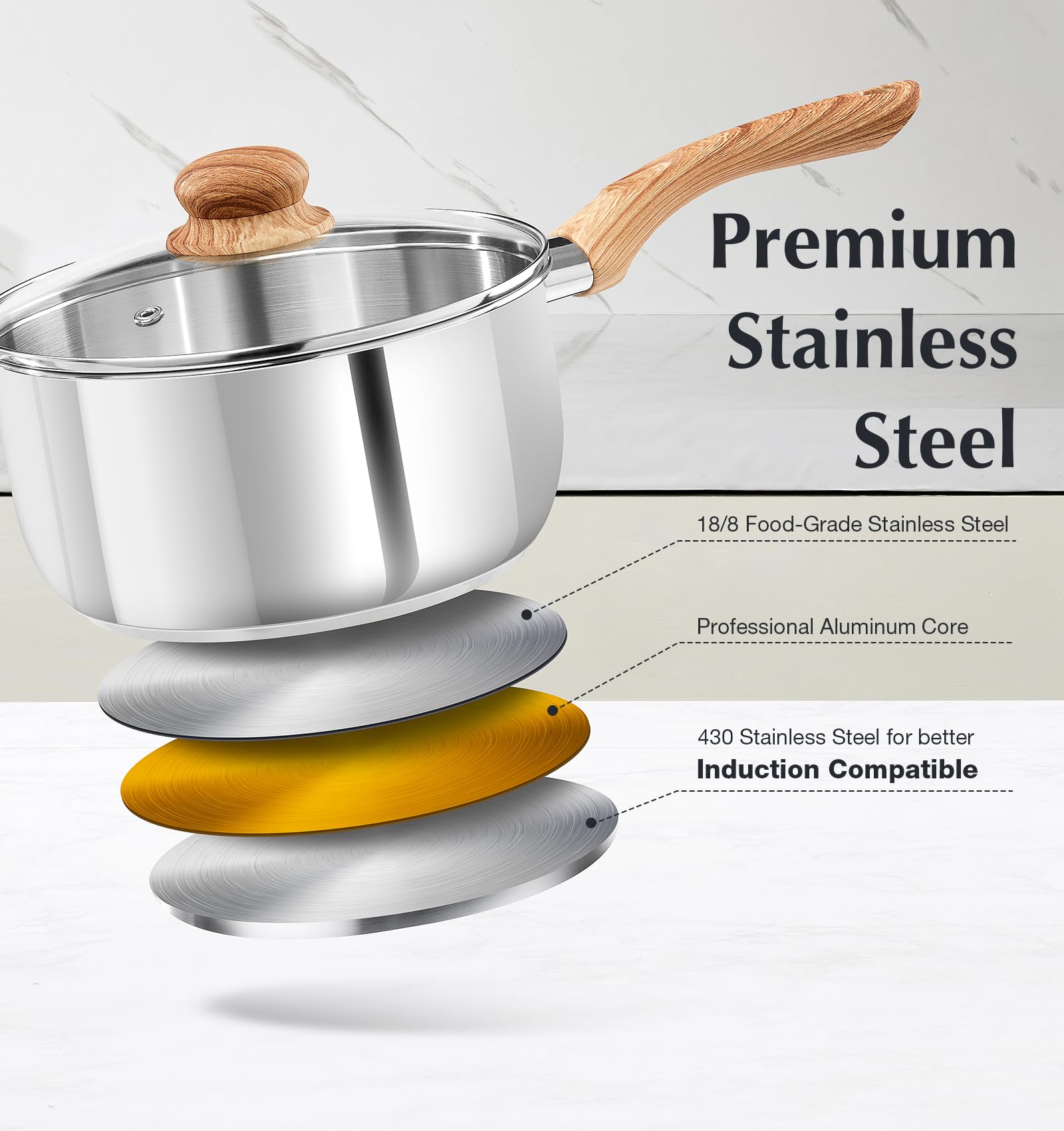 KOCH SYSTEME CS 2qt saucepan with triple-layer base for steady simmering