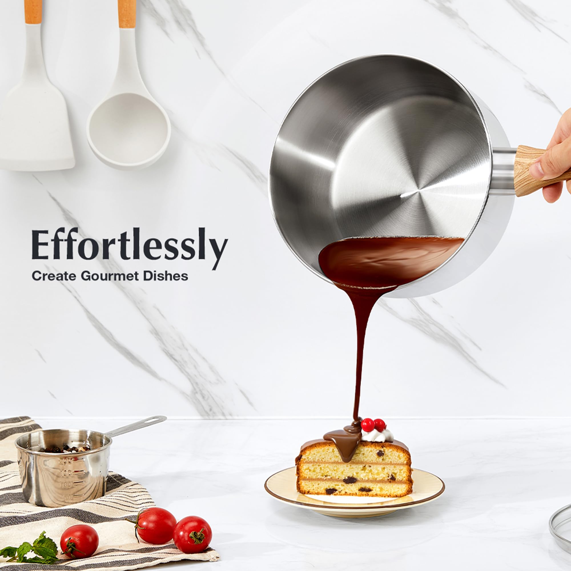 KOCH SYSTEME CS 3qt saucepan designed for even heat distribution on all cooktops