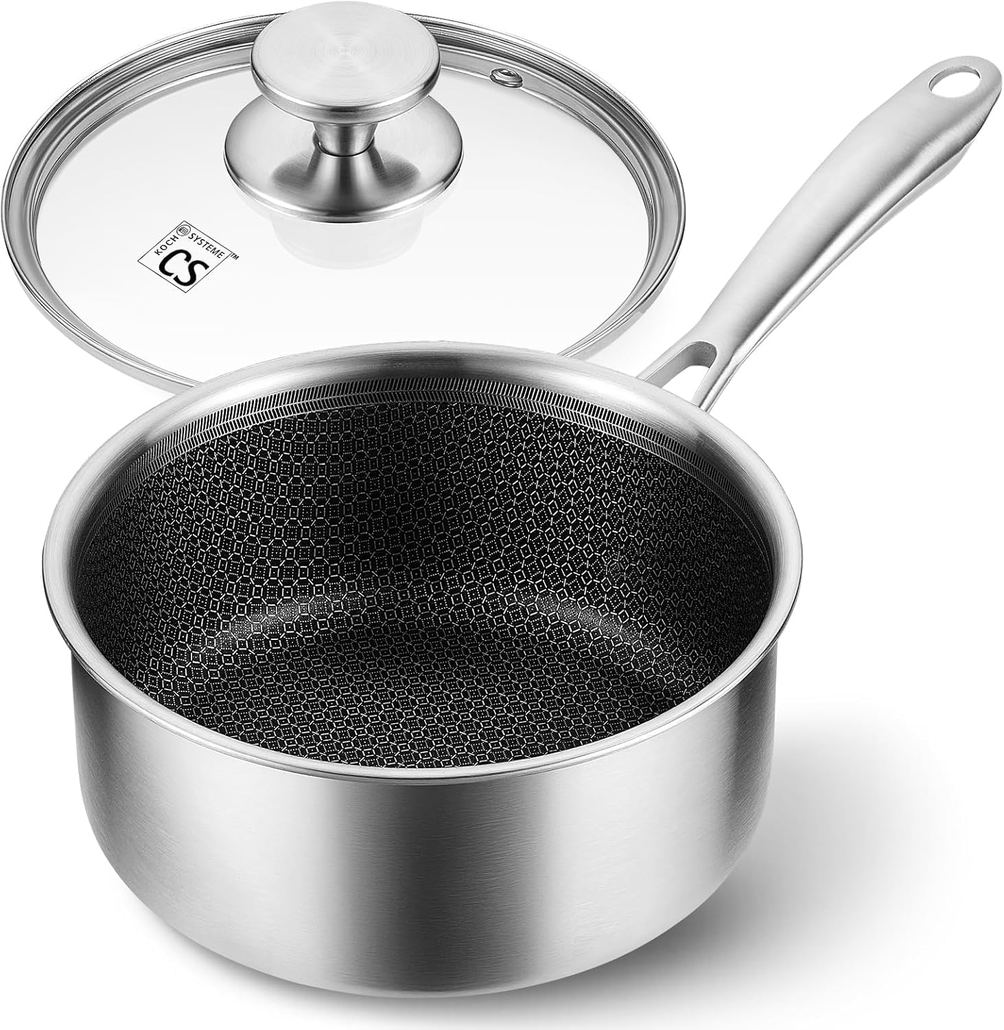 KOCH SYSTEME CS hybrid nonstick saucepan 2qt interior with honeycomb for effortless release