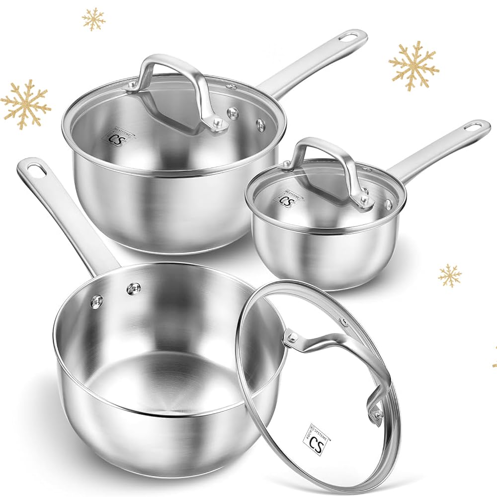 KOCH SYSTEME CS 1qt saucepan in use for quick, creamy sauces with even heating.