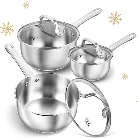 KOCH SYSTEME CS 1qt saucepan in use for quick, creamy sauces with even heating.