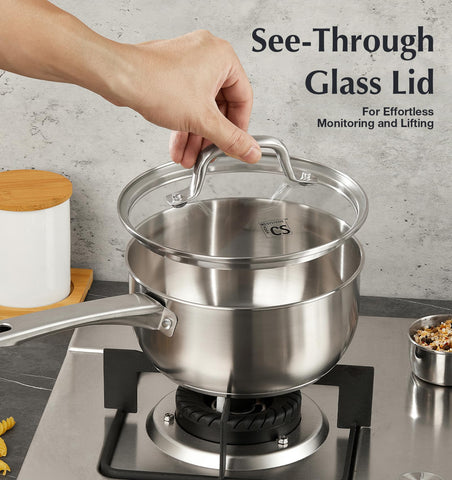 KOCH SYSTEME CS trip-ply bottom ensures even heat for consistent cooking.