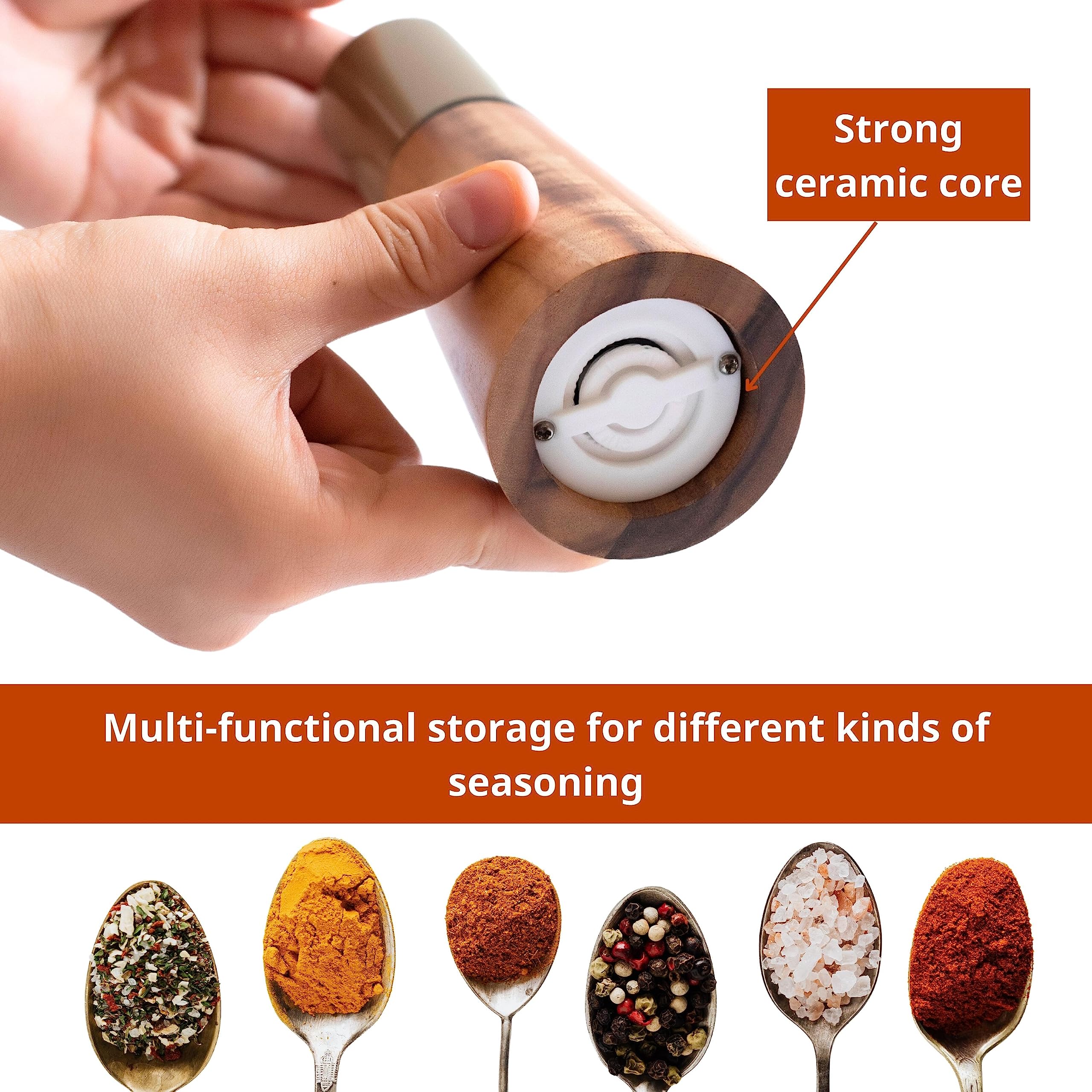 KOCHIRAKOSO adjustable grind settings for coarse to fine seasoning