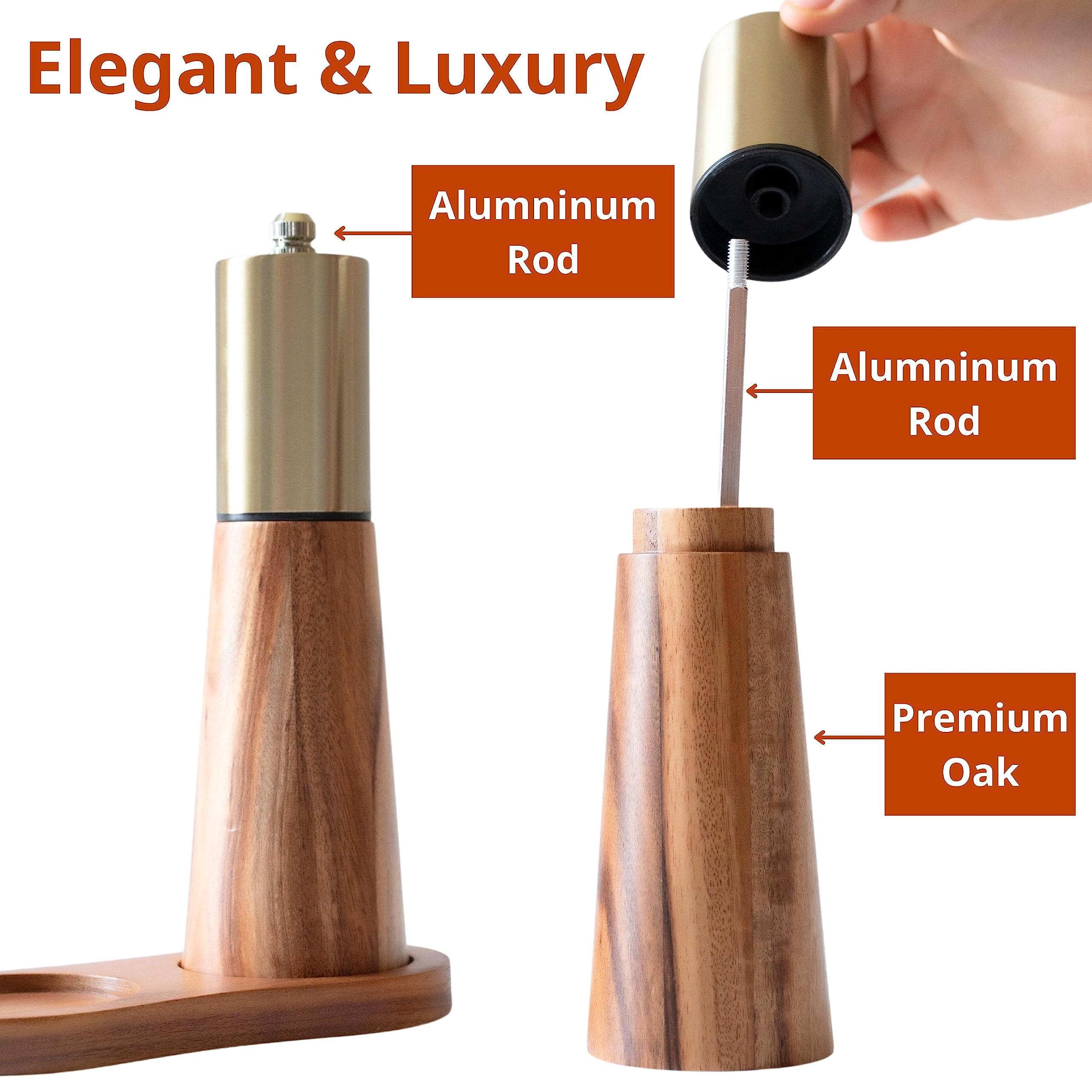 KOCHIRAKOSO stainless steel salt grinder delivers a consistent grind size
