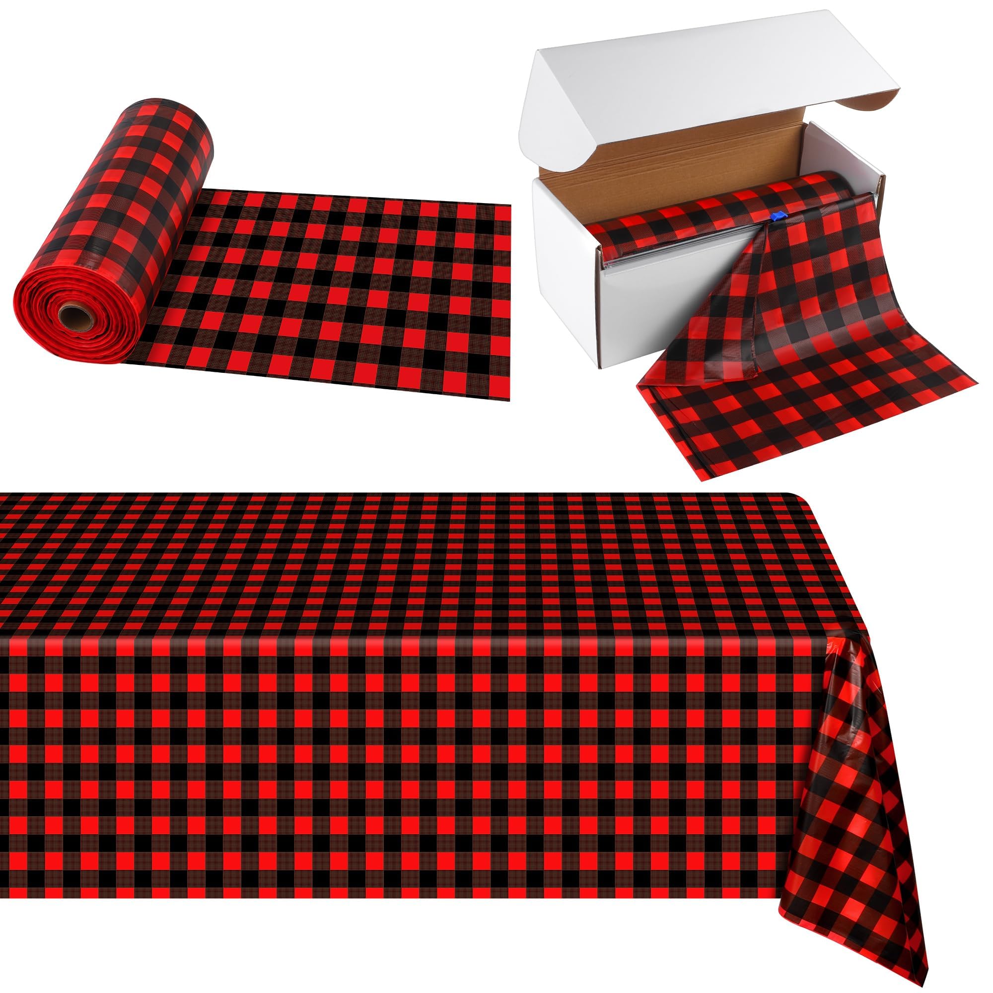 Kochorie buffalo plaid tablecloth roll for large event coverage.