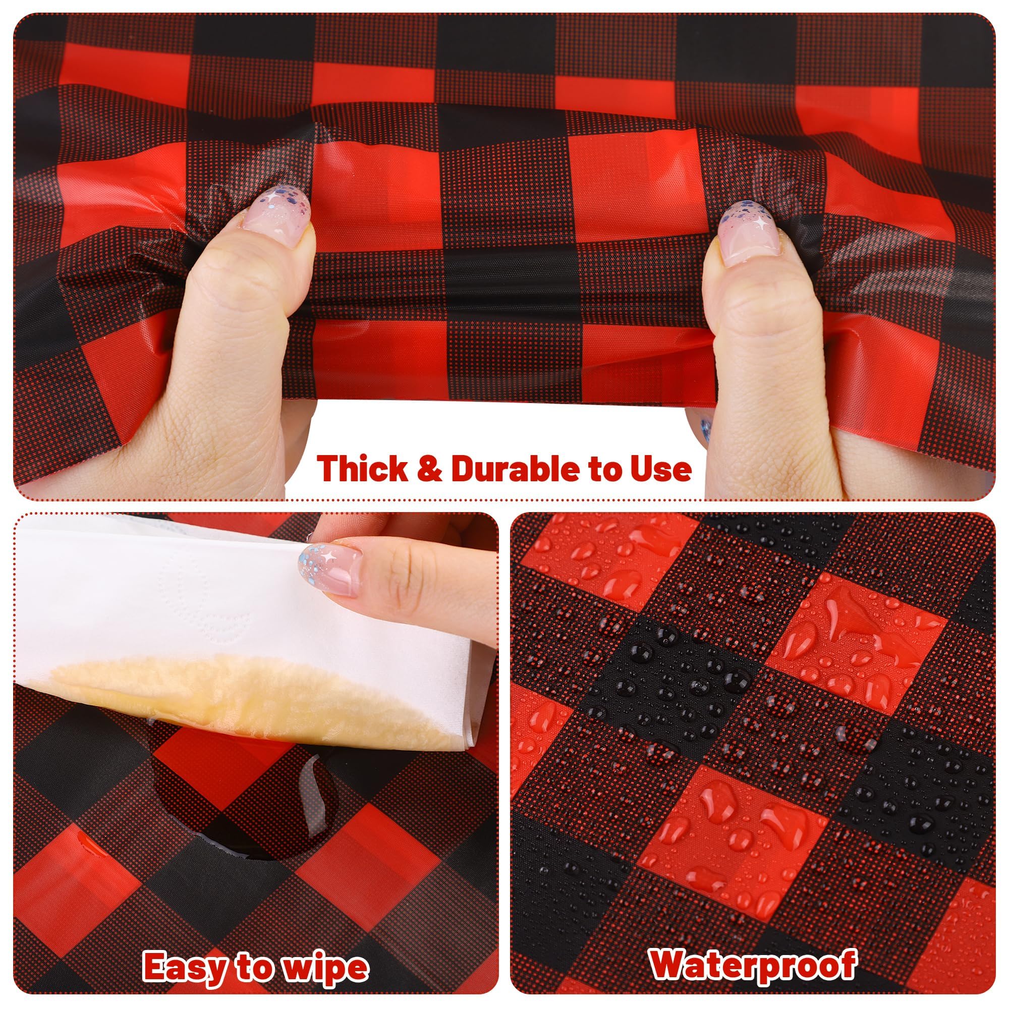 Kochorie disposable plastic tablecloth with easy slide cutter for quick setup.