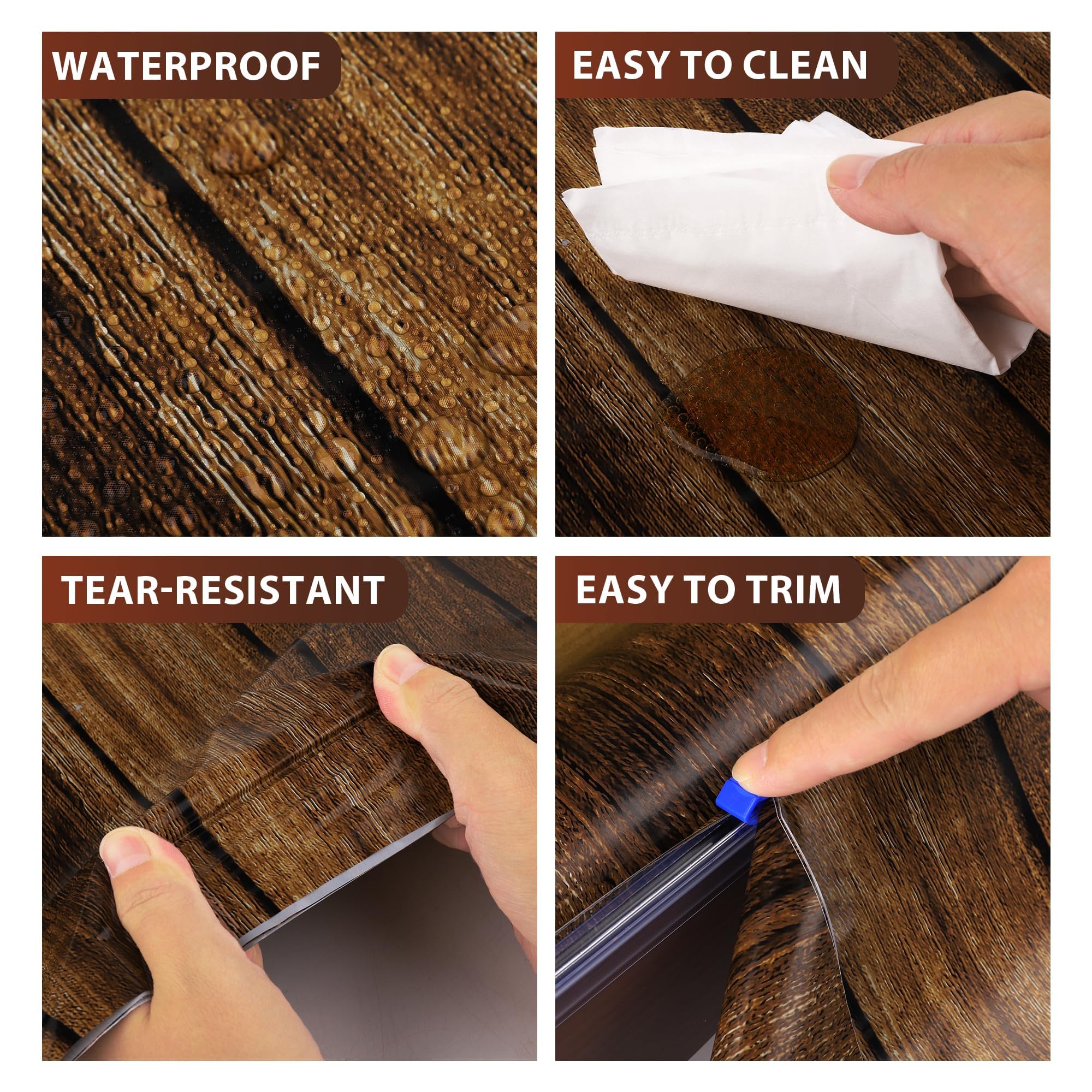 Kochorie easy-setup wood grain tablecloth roll speeds party prep