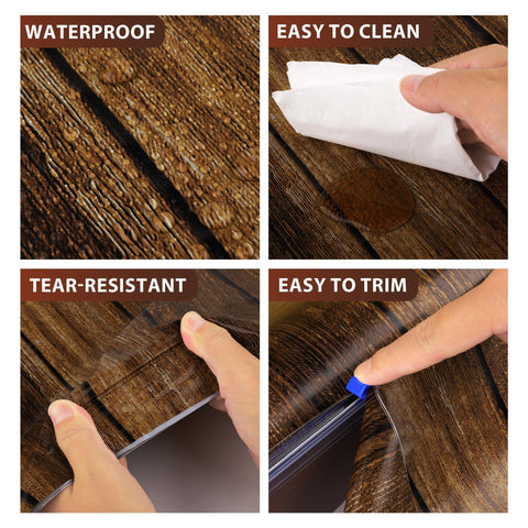 Kochorie easy-setup wood grain tablecloth roll speeds party prep