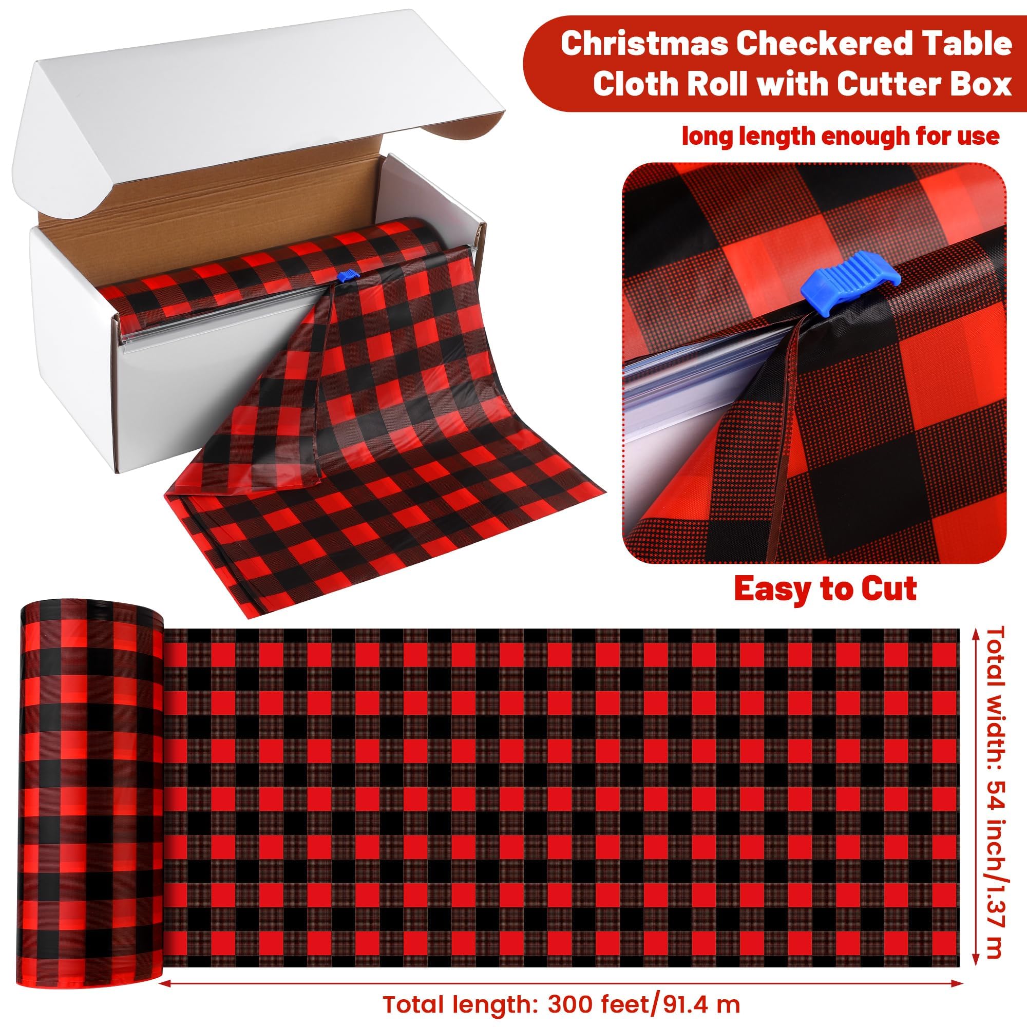 Kochorie red and black checkered table cover in cutting box design.