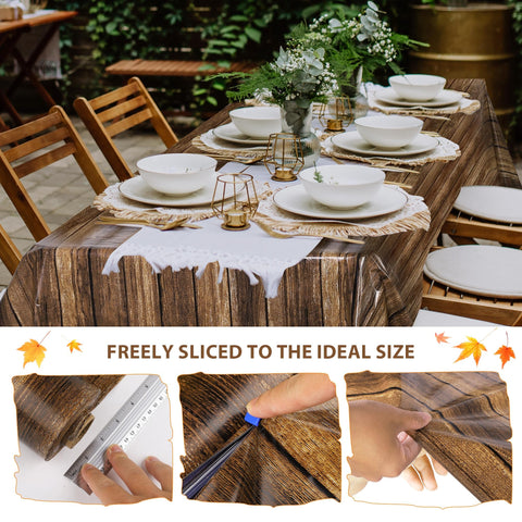 Kochorie waterproof wood grain tablecloth roll protects surfaces outdoors