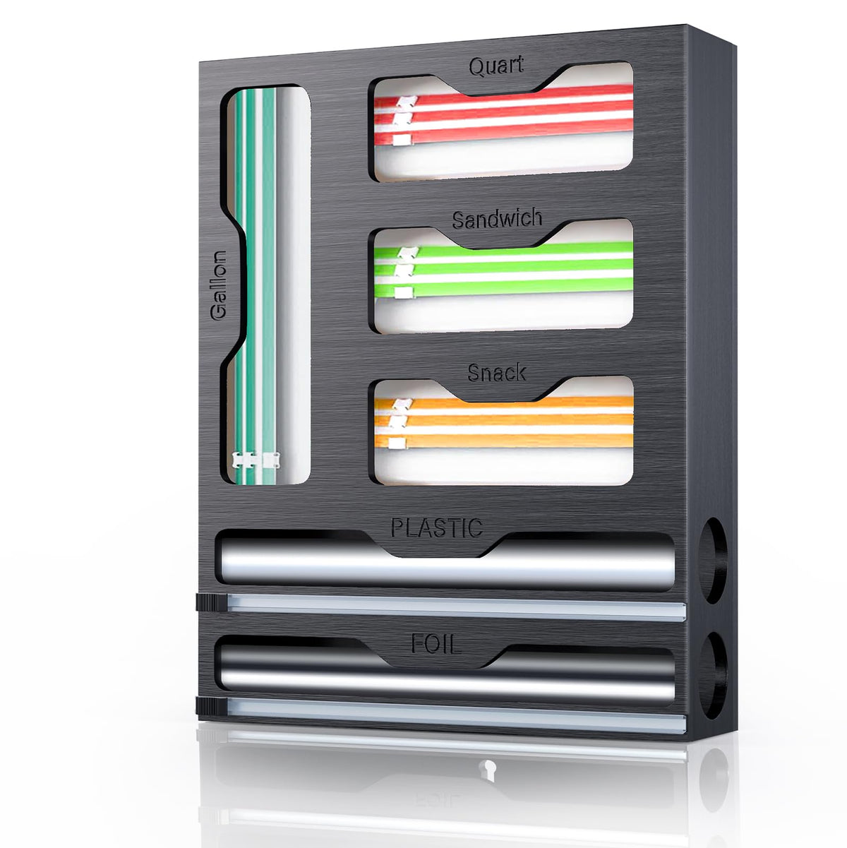 KOCWELL bag organizer and foil wrap dispenser keeps essentials together.
