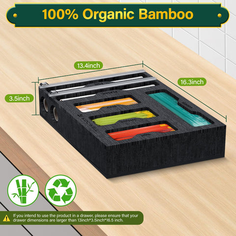 KOCWELL bamboo bag organizer with 4 compartments for organized bags.