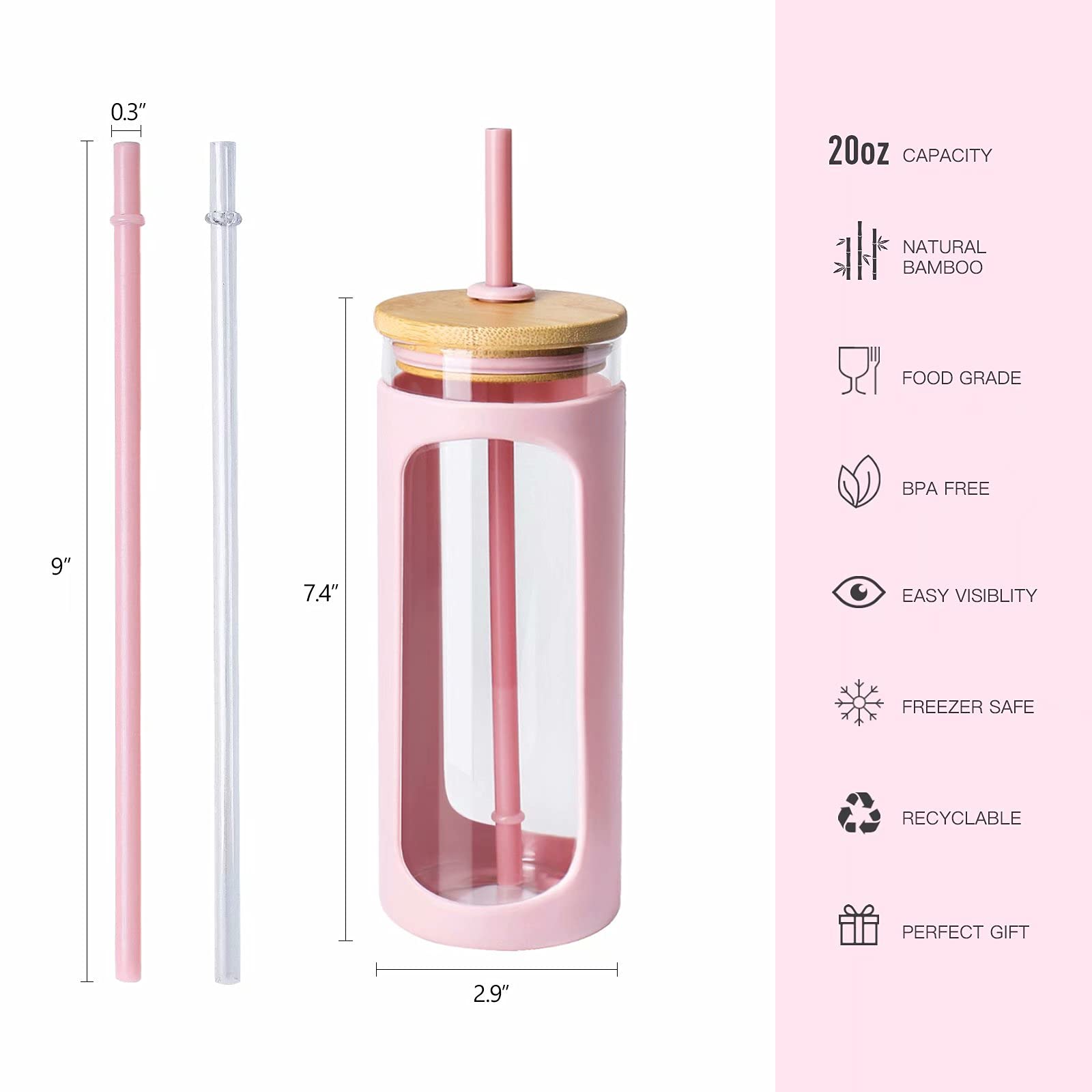 Silicone sleeve improves grip and prevents condensation on pink tumbler
