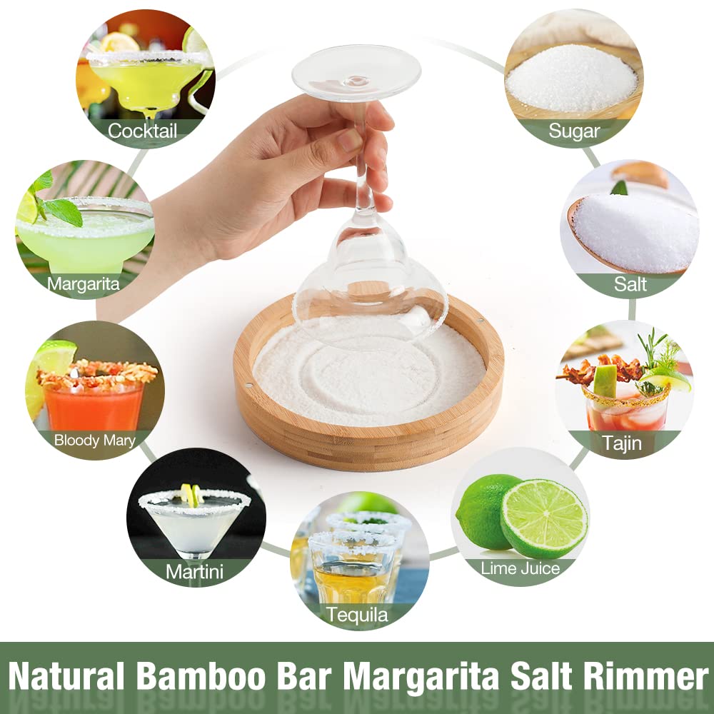 Koeus wide-diameter rimmer fits rocks and margarita glasses for easy rim prep.