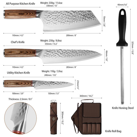 KOFERY chef knife blade close-up showing sharp, durable steel.