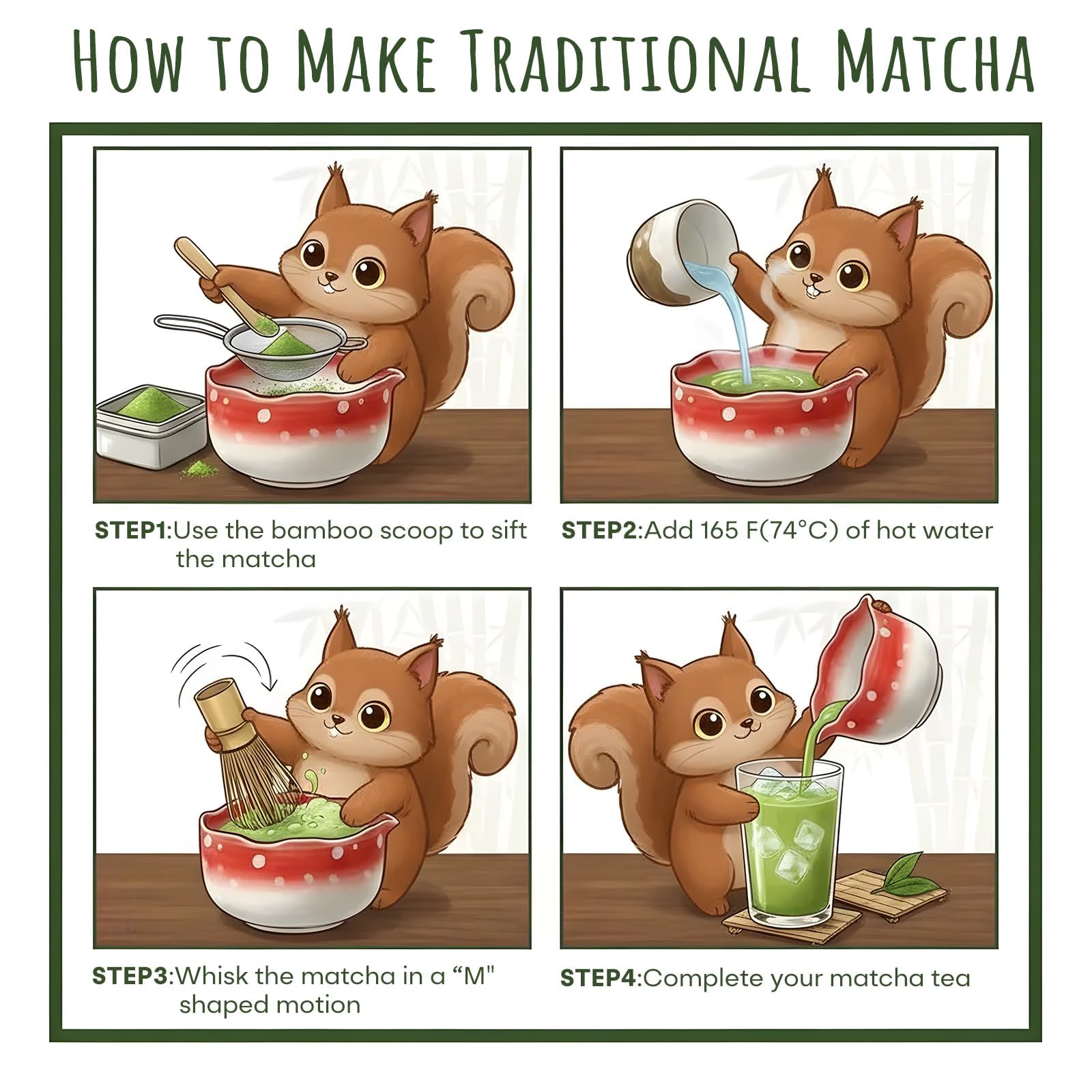 KOIMYSA matcha set bamboo chasen whisk for smooth, frothy matcha.
