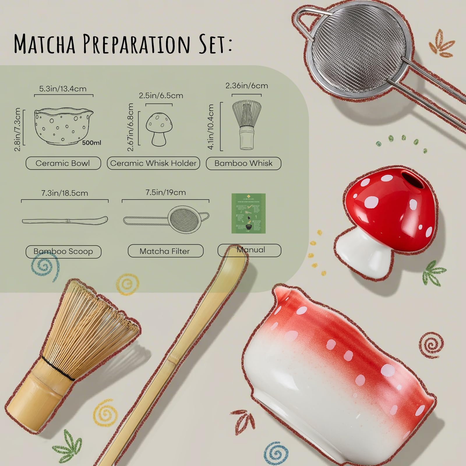 KOIMYSA matcha set mushroom whisk holder keeps tools organized on your counter.