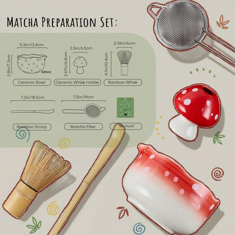KOIMYSA matcha set mushroom whisk holder keeps tools organized on your counter.