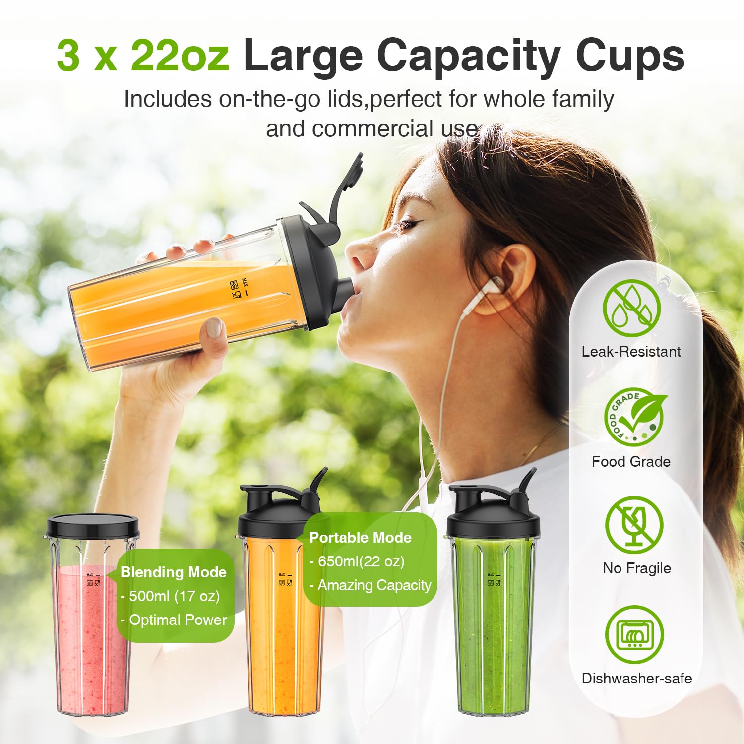 KOIOS blender 6-leaf blade ready to tackle ice and frozen fruits.