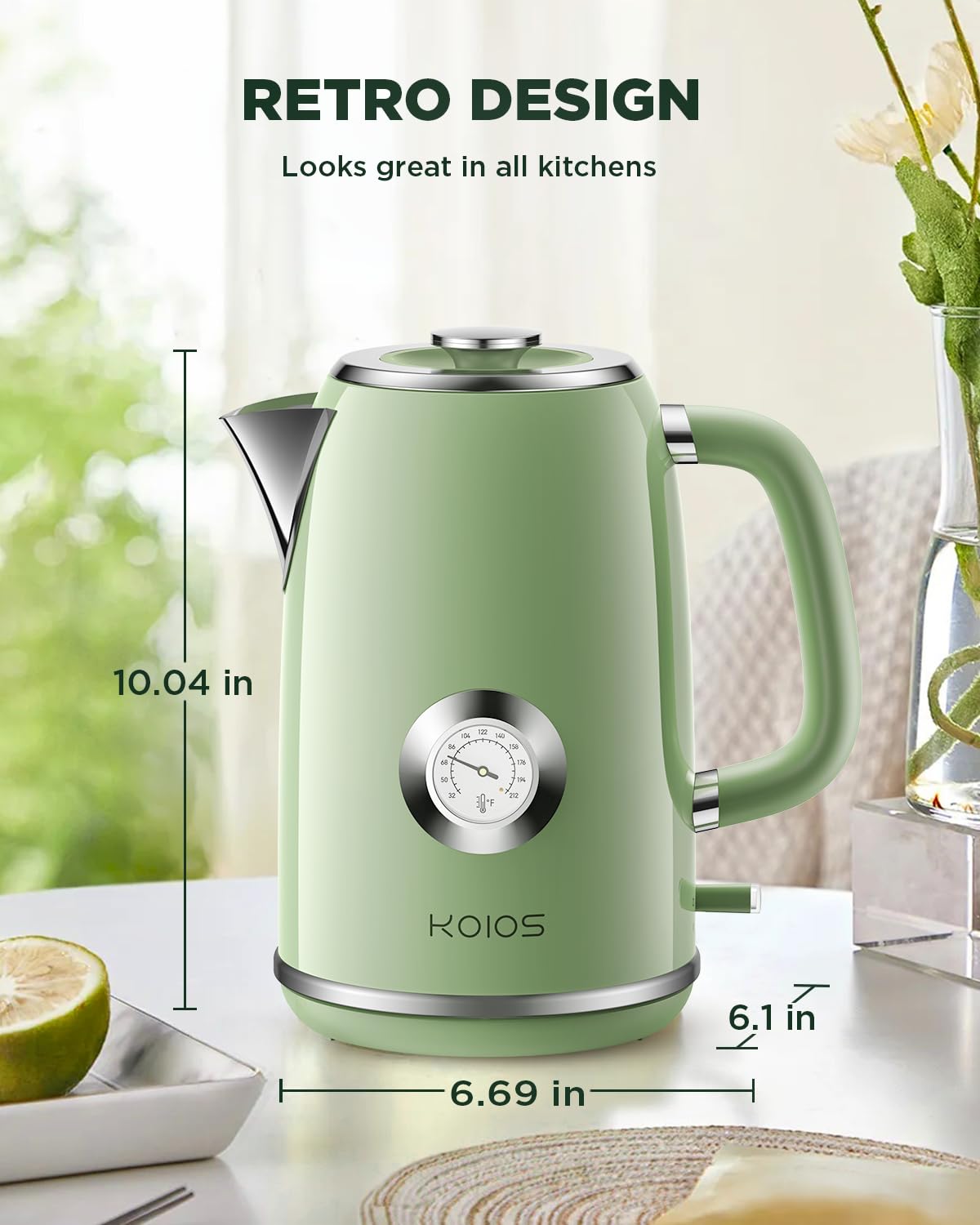 KOIOS auto shut-off and boil-dry protection enhance safety