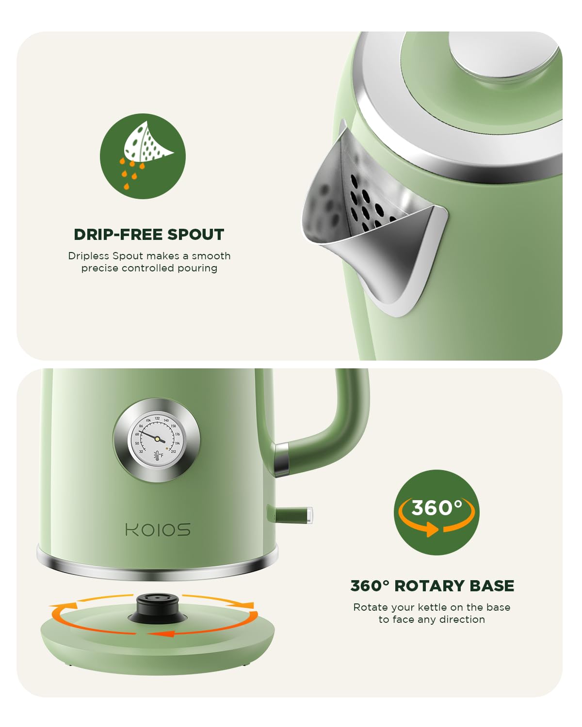 KOIOS temperature gauge helps you reach the perfect brew