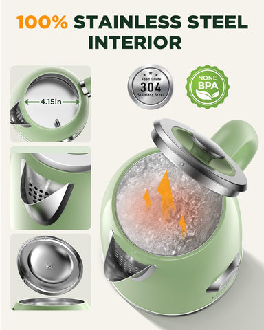 KOIOS electric kettle stainless steel body delivers lasting durability and pure tasting water
