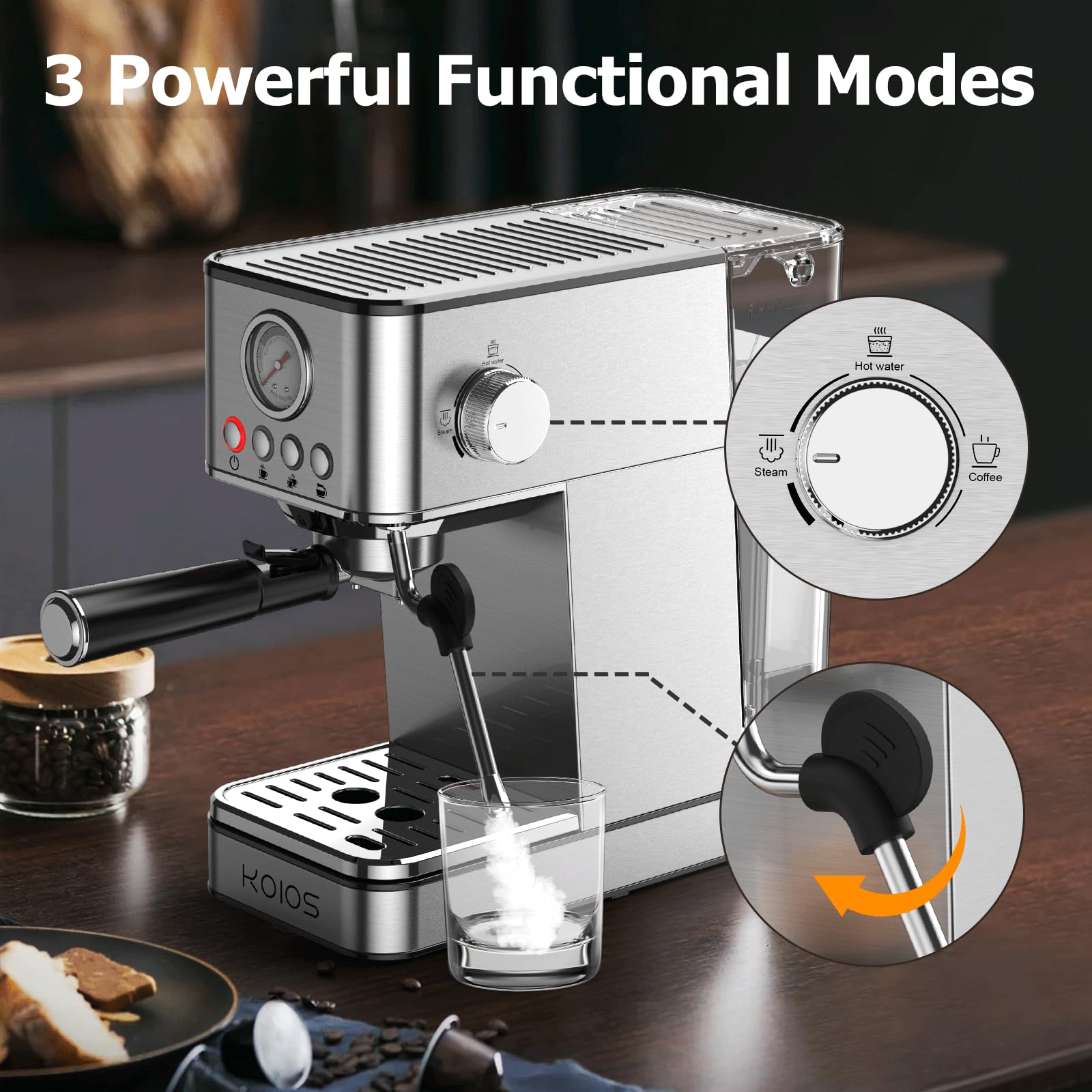 KOIOS espresso machine self-cleaning mode simplifies maintenance