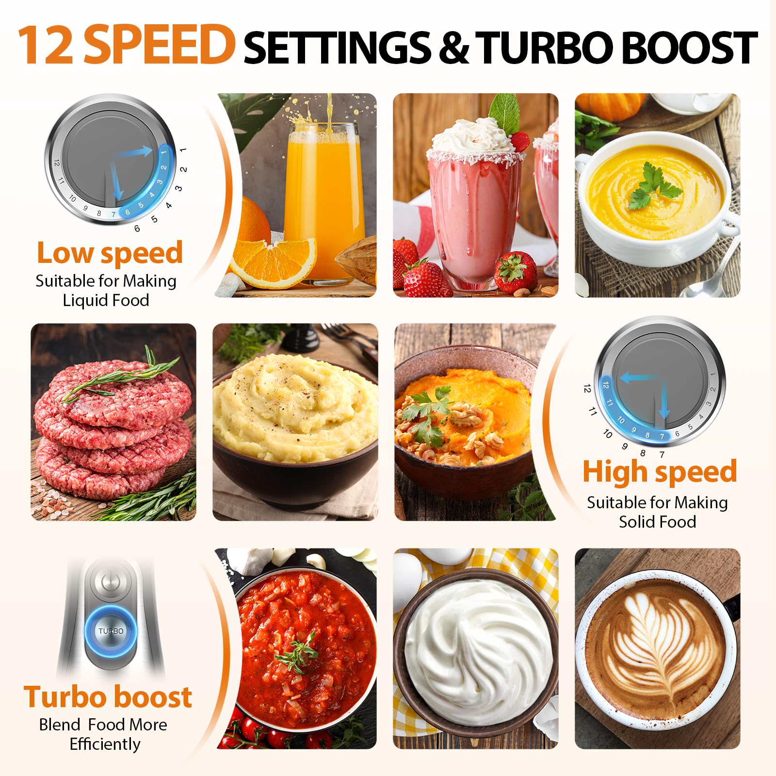 KOIOS 12-speed turbo mode for versatile textures.