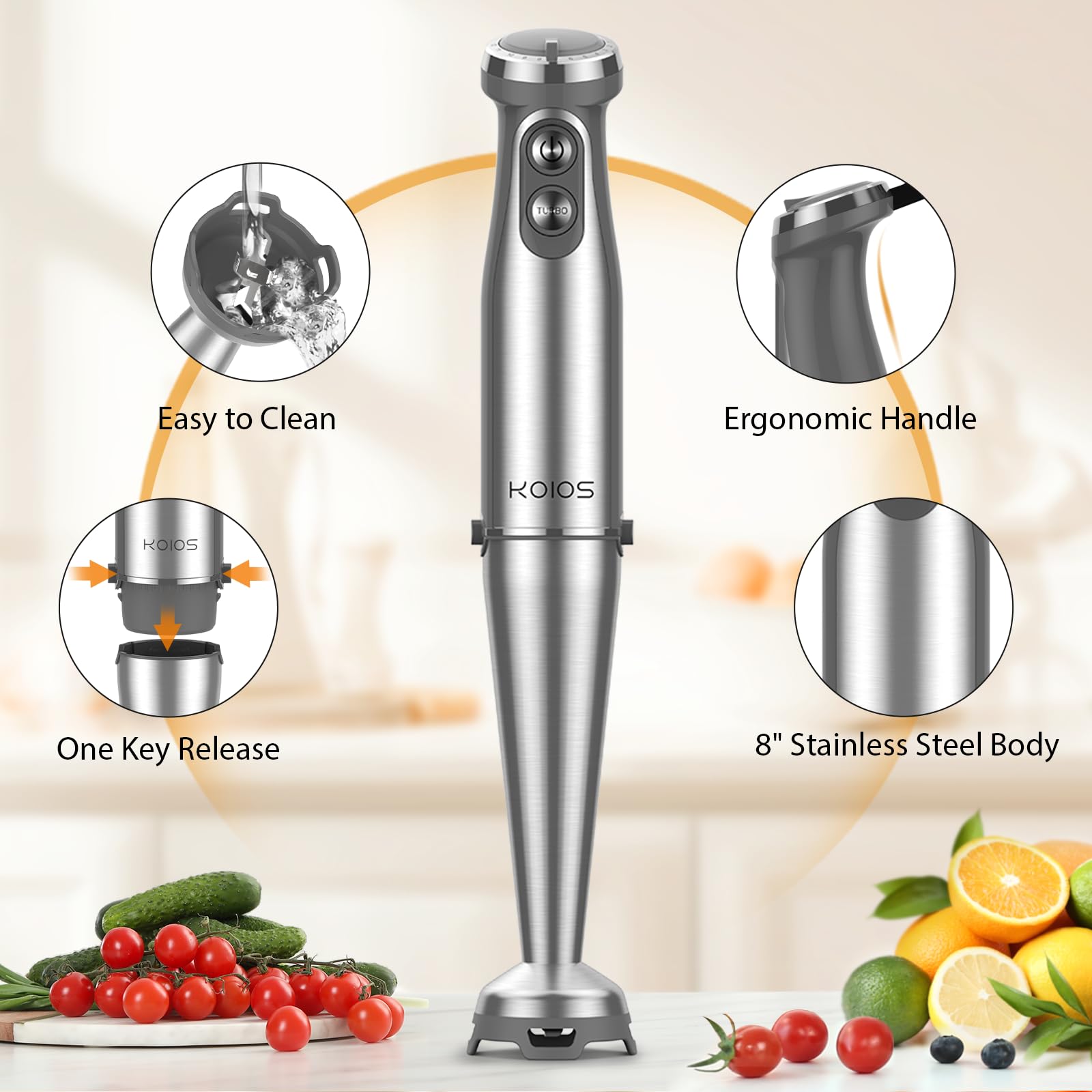 KOIOS milk frother attachment for creamy beverages.