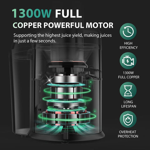 KOIOS juicer full copper motor delivers powerful juice extraction.