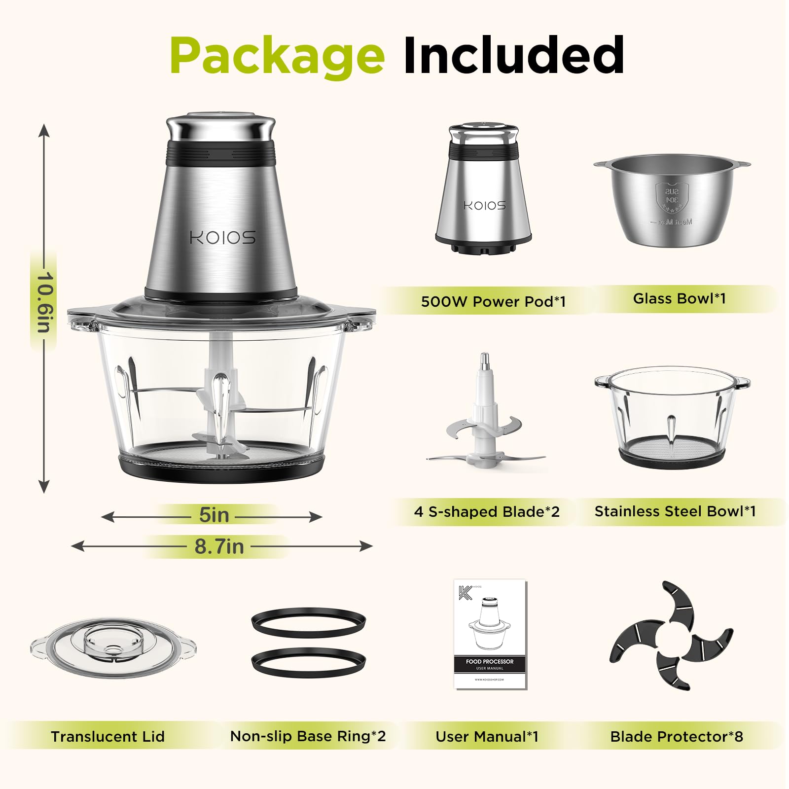 KOIOS lid and base ring secure bowls for stable operation.