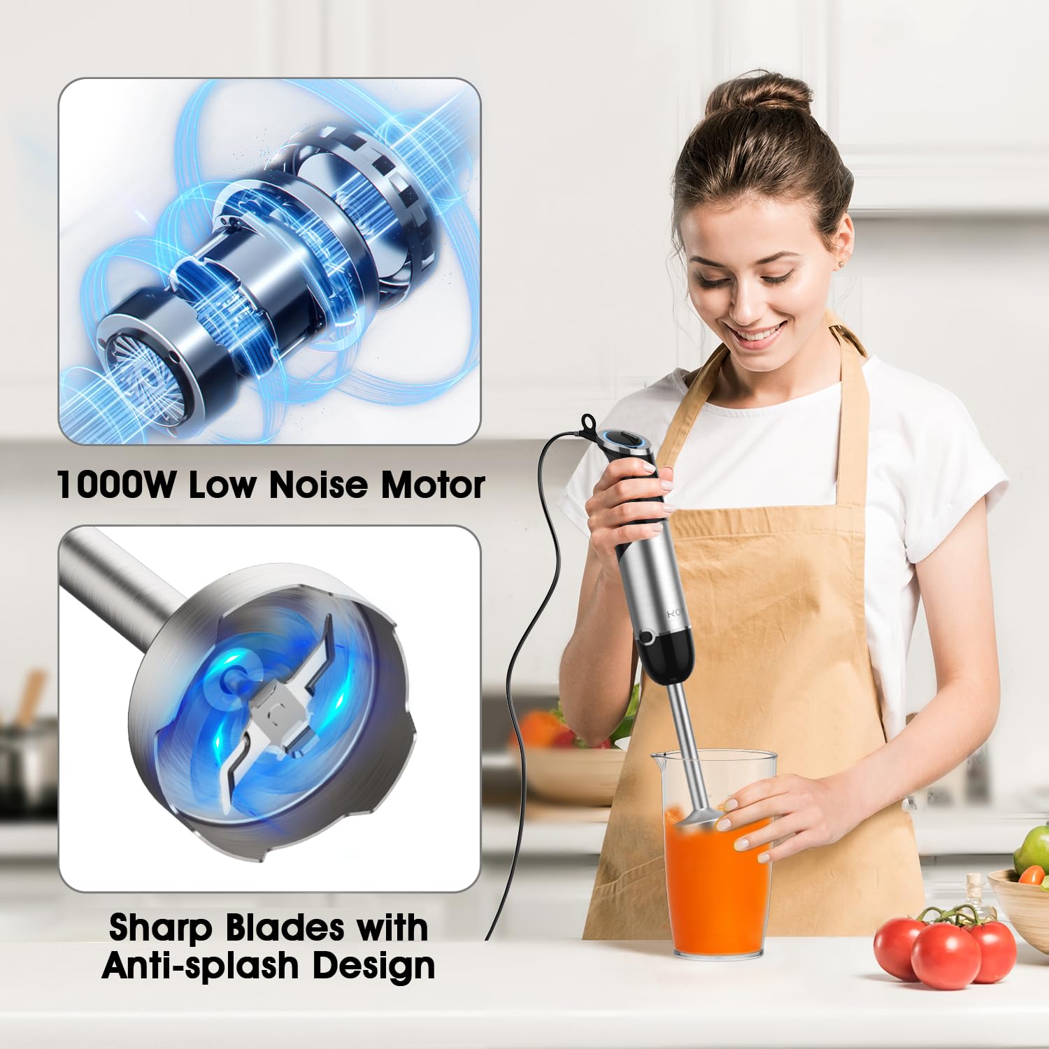 KOIOS milk frother attachment creates creamy foams and lattes.