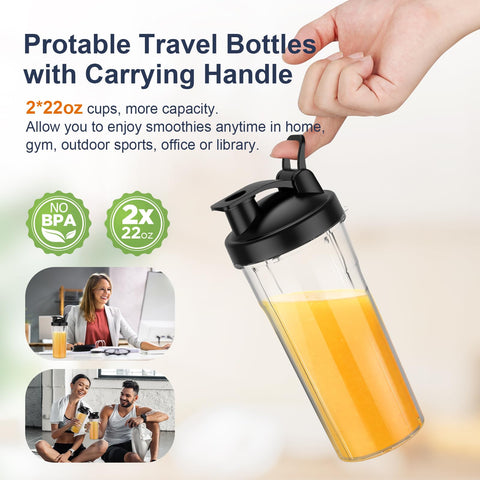 KOIOS two 22oz cups with lids for on-the-go smoothies