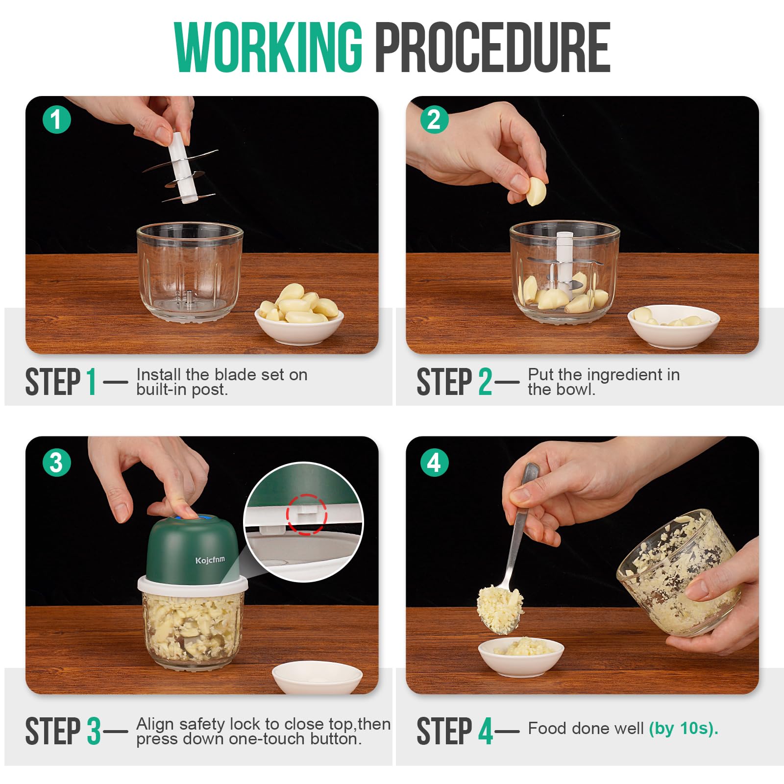 Kojcfnm six-blades ensure fast, even slicing for batch prep.