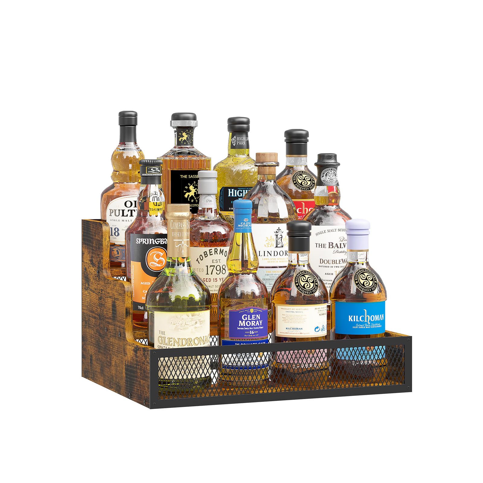 KOKSTOP 3-tier liquor display keeps bottles neatly organized for quick access