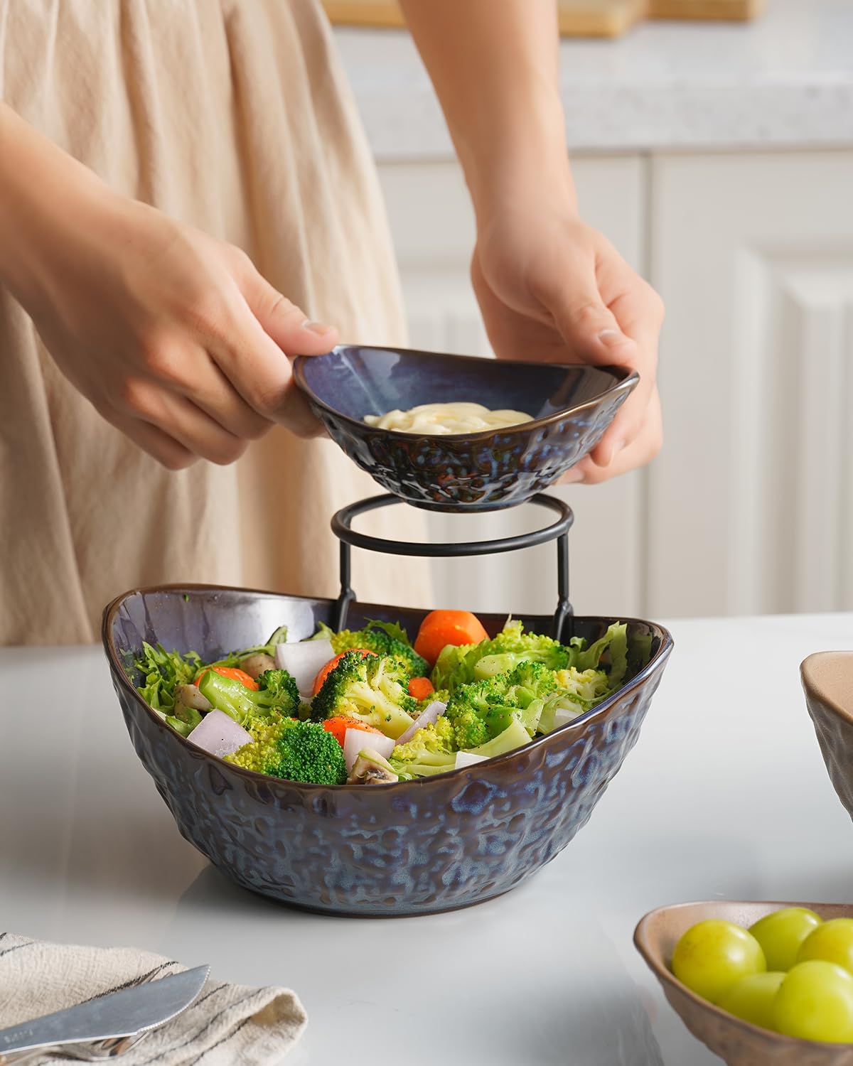 KOKUNKA microwave-safe, freezer-safe, and dishwasher-safe ceramic for versatile serving.
