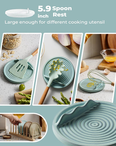 KOKUNKA spatula rest doubles as decor and keeps utensils within reach on countertops.