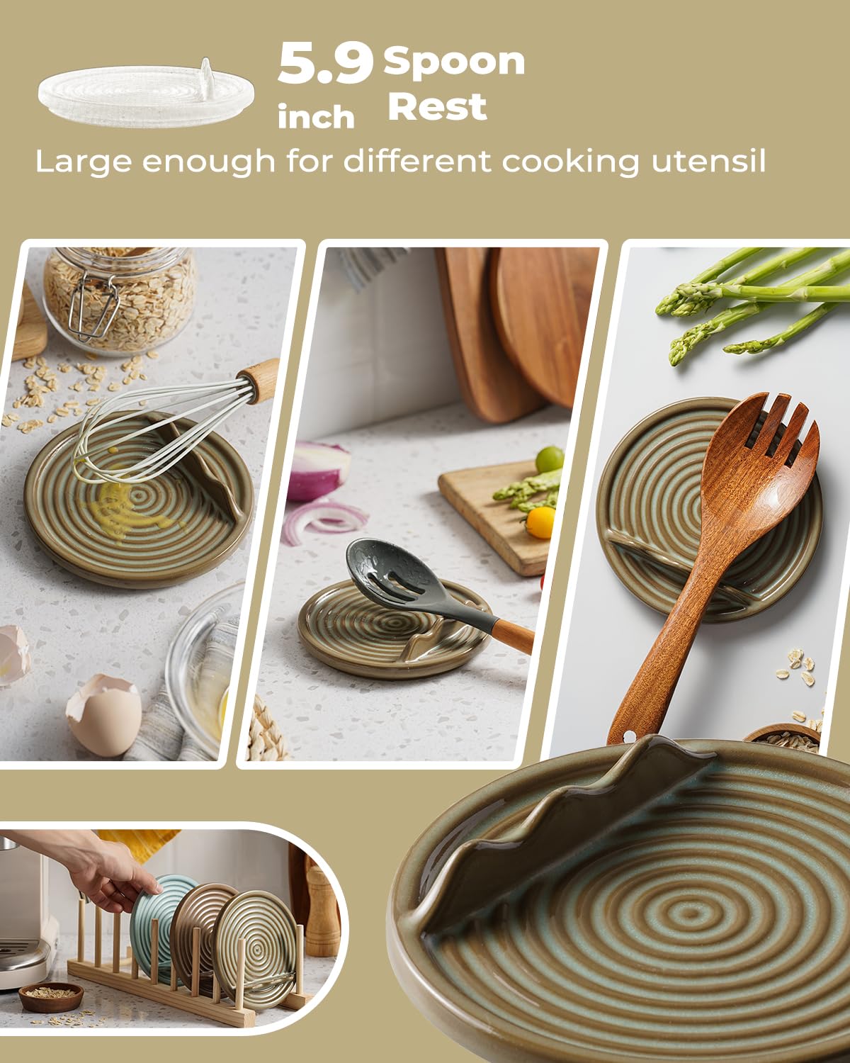 KOKUNKA heavy and stable spoon holder stays put during cooking