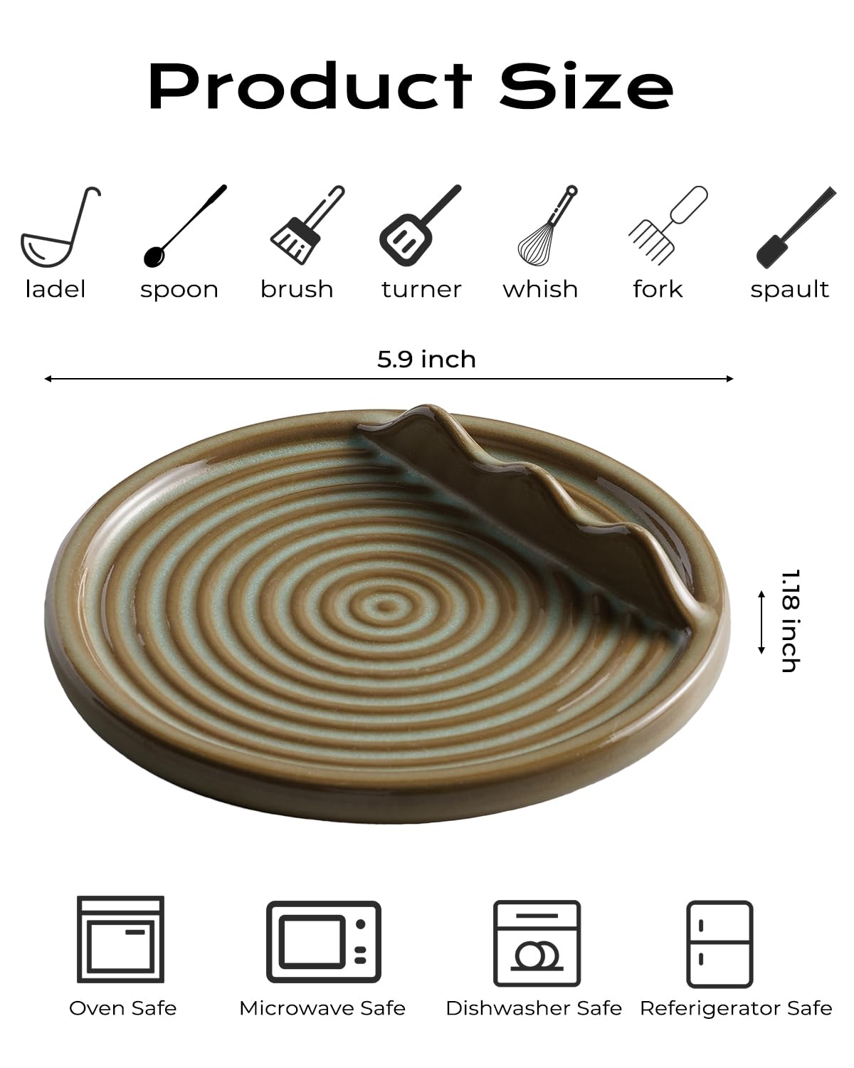 KOKUNKA ceramic spoon rest demonstrates heat resistance for hot cookware