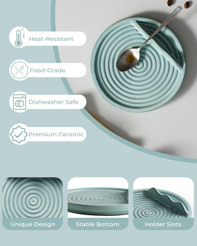 KOKUNKA spoon rest features a playful swirl design that suits rustic and modern kitchens.