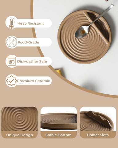 KOKUNKA swirled design spoon rest adds charm to kitchen counters with versatile utensil support