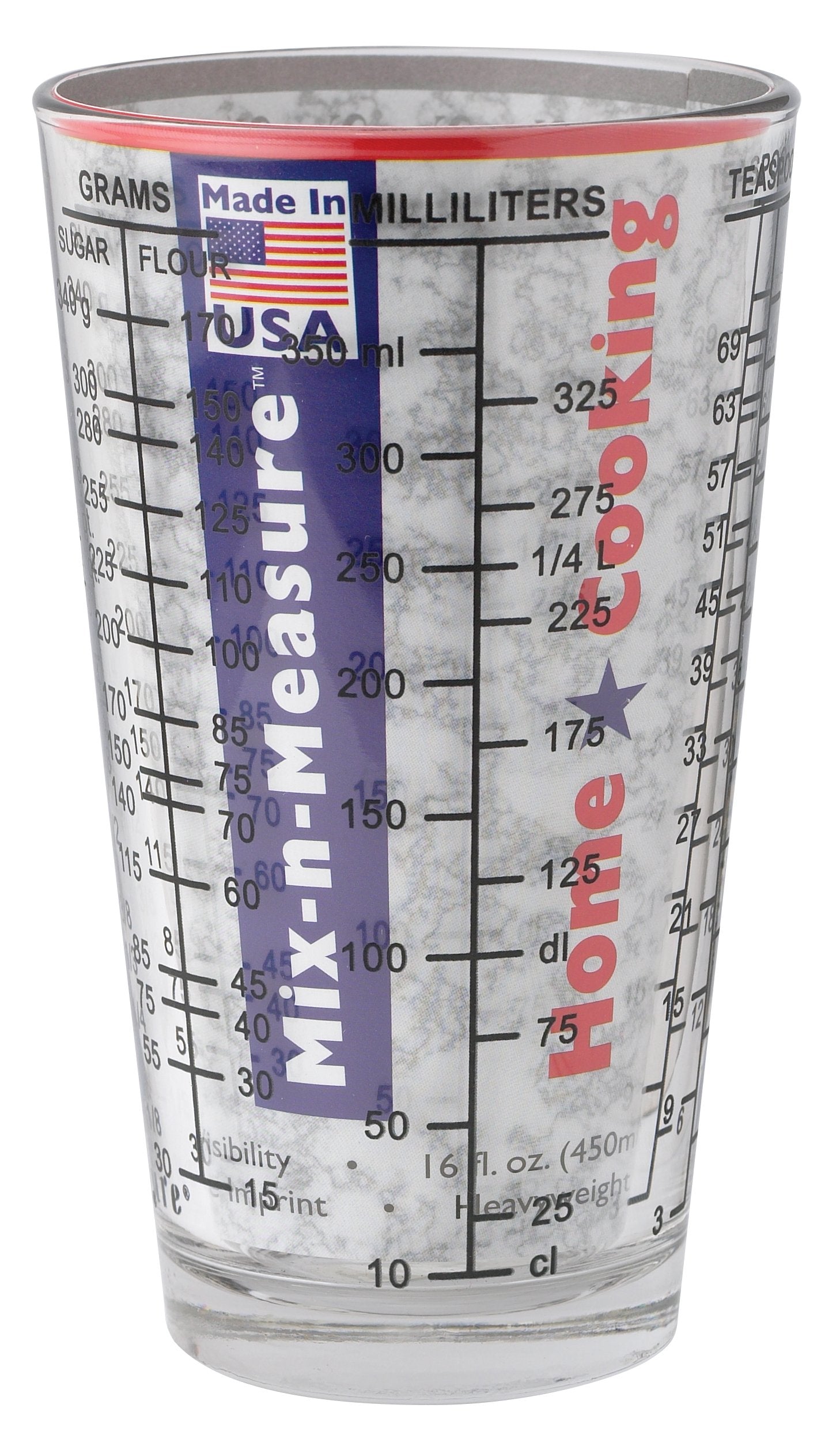 Kolder heavy glass base adds stability for mess-free measuring.